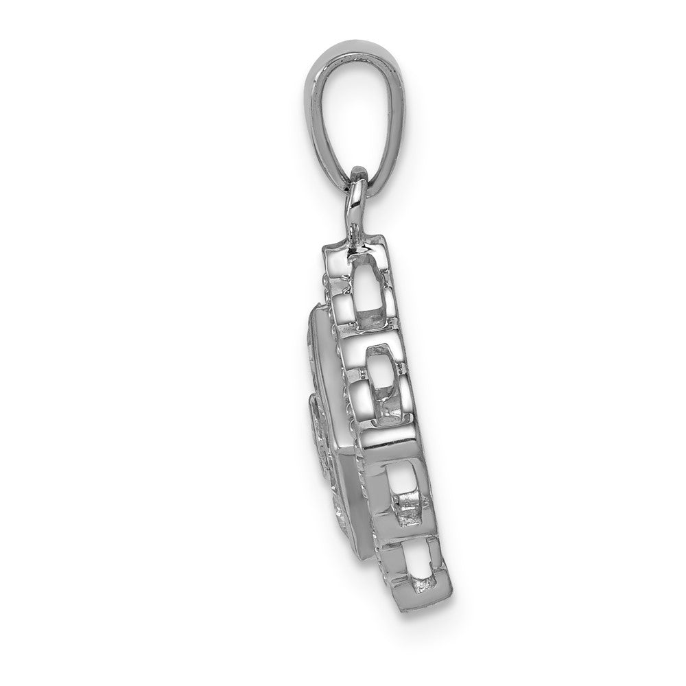 Solid 14k White Gold Simulated CZ and .40 PinK Sapphire Pendant