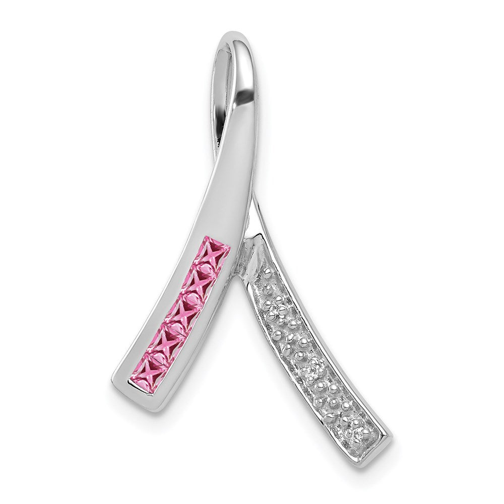 14k white gold real diamond and pink sapphire pendant pm5246 ps 001 wa