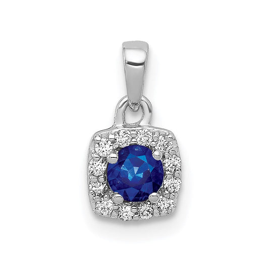 14k white gold real diamond and 20 sapphire square halo pendant pm5248 sa 010 wa