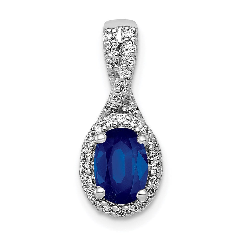14k white gold real diamond and oval sapphire halo pendant pm5250 sa 013 wa
