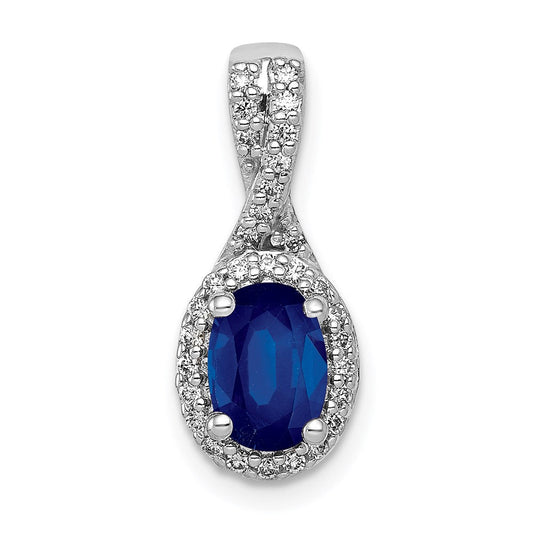 14k white gold real diamond and oval sapphire halo pendant pm5250 sa 013 wa
