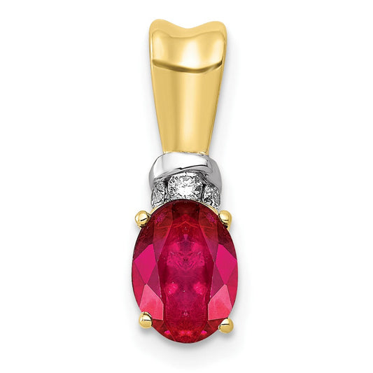 10k yellow gold w rhodium real diamond and 66 oval ruby pendant pm5251 ru 005 1ya