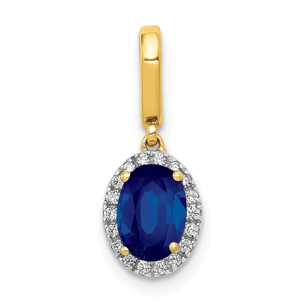 14k yellow gold real diamond and oval 1 05 sapphire halo pendant pm5254 sa 010 ya