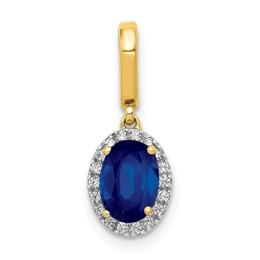 14k yellow gold real diamond and oval 1 05 sapphire halo pendant pm5254 sa 010 ya