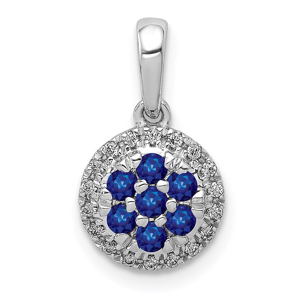 14k white gold real diamond and sapphire circle pendant pm5255 sa 010 wa