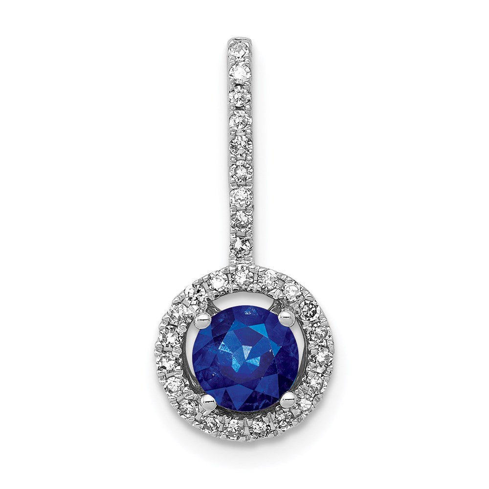 14k white gold halo real diamond and 60 sapphire pendant pm5256 sa 020 wa