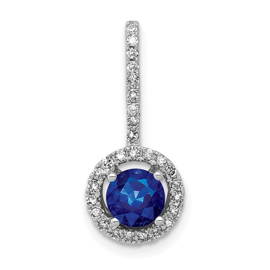 14k white gold halo real diamond and 60 sapphire pendant pm5256 sa 020 wa