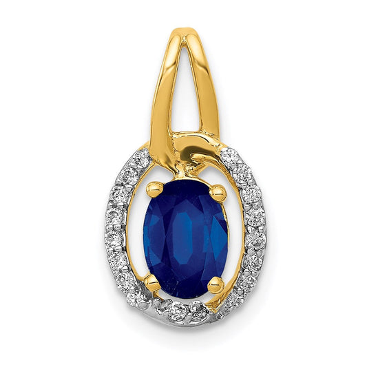 14k yellow gold real diamond and 85 sapphire halo pendant pm5261 sa 013 ya