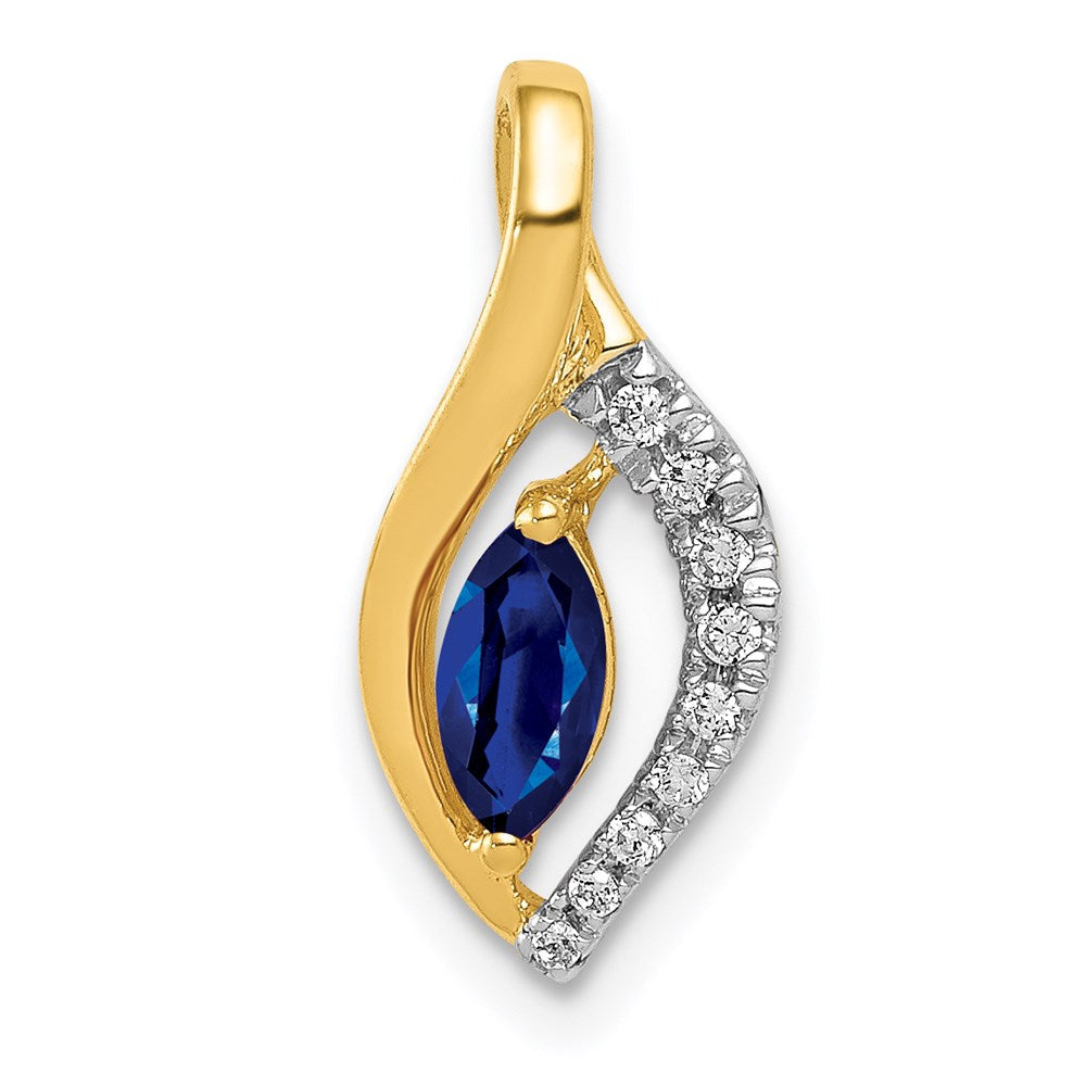14k yellow gold real diamond and marquise 37 sapphire pendant pm5267 sa 005 ya