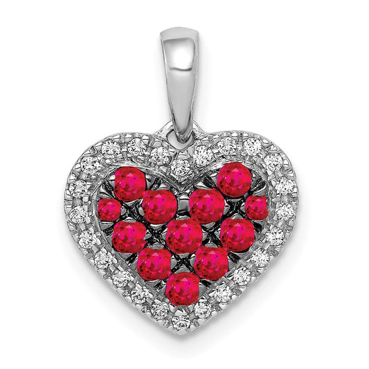 14k white gold w black rhodium real diamond 31 ruby heart pendant pm5268 ru 013 wa