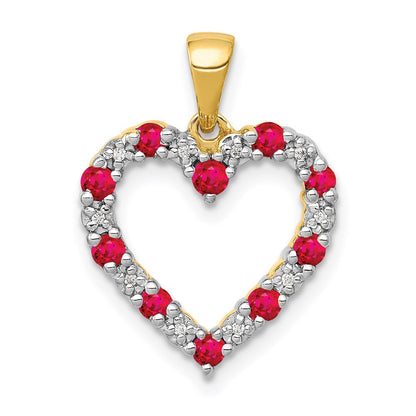 14k yellow gold real diamond and 35 ruby heart pendant pm5270 ru 003 ya