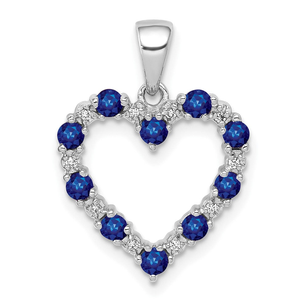 10k white gold real diamond and sapphire heart pendant pm5270 sa 003 1wa