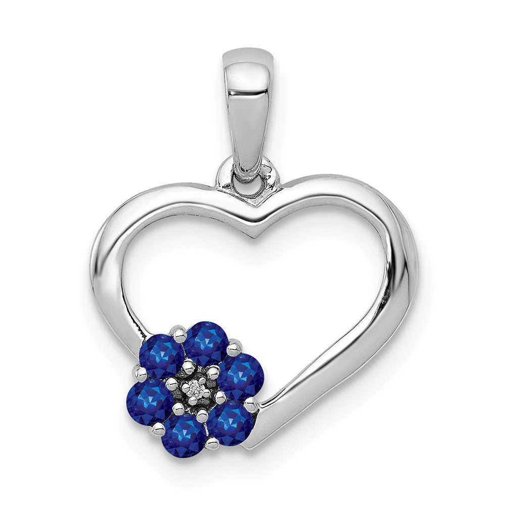 10k white gold real diamond and sapphire heart w flower pendant pm5271 sa 003 1wa