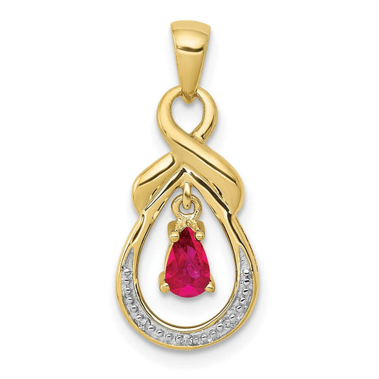 10k yellow gold pear ruby and real diamond dangle pendant pm5291 ru 001 1ya