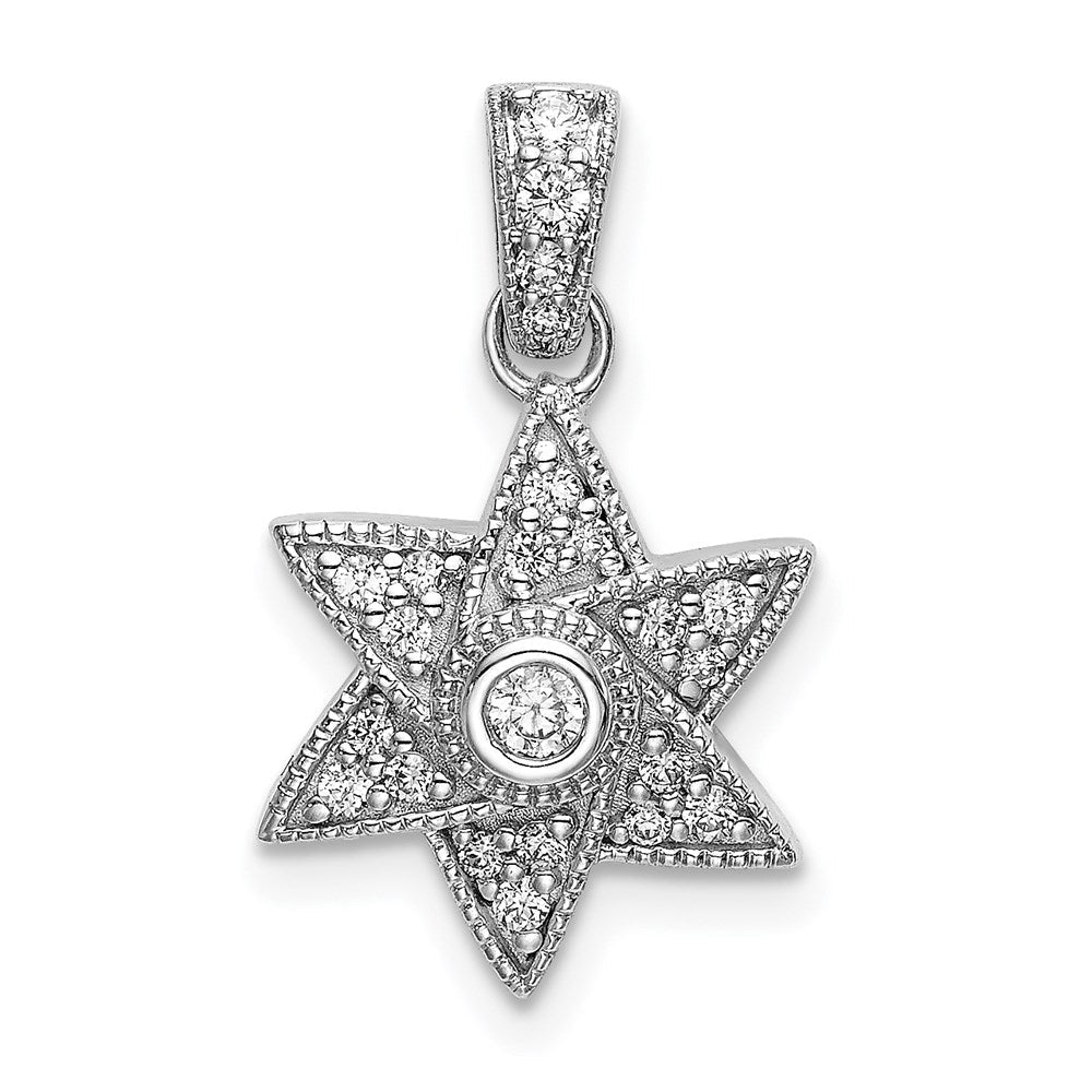 14k white gold real diamond six pointed star pendant pm6607 020 wa