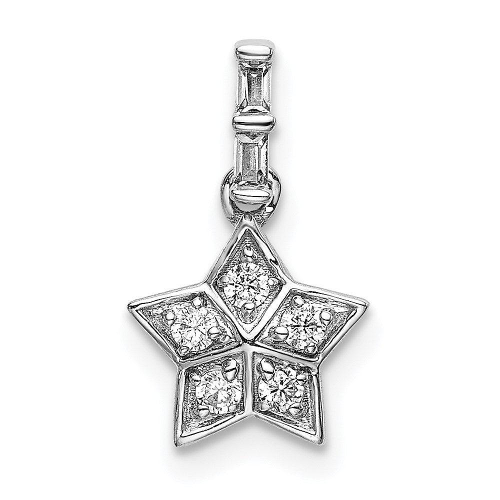 14k white gold real diamond star pendant pm6610 012 wa