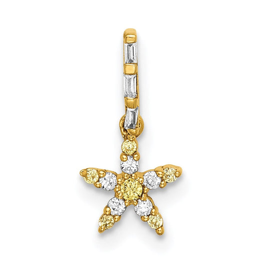 14k yellow gold real diamond and yellow sapphire star pendant pm6613 say 006 ya