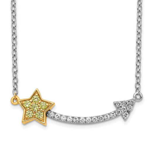14k two tone gold real diamond yellow sapphire star and arrow necklace pm6616 say 010 wa