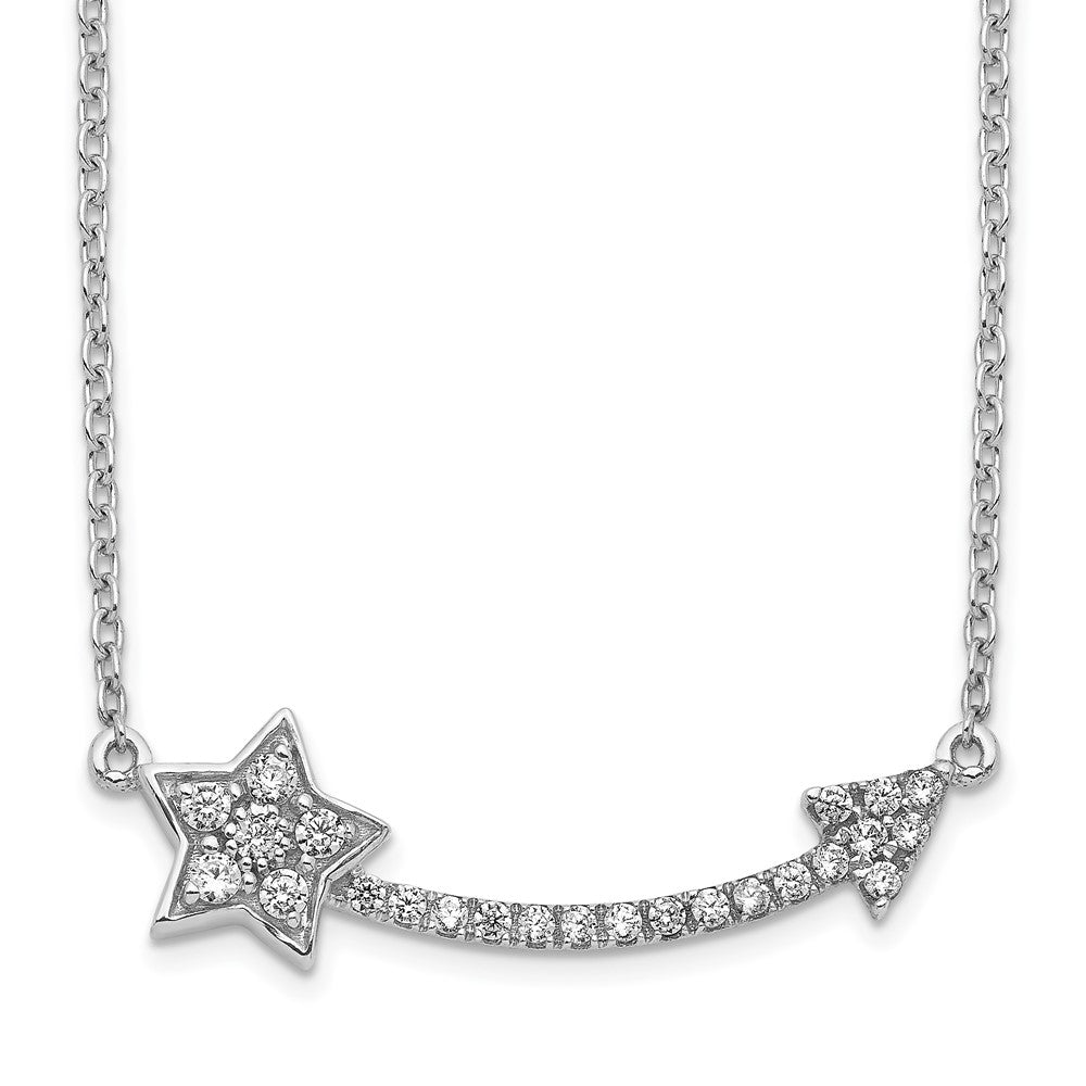 14k white gold real diamond star and arrow pendant necklace pm6617 020 wa