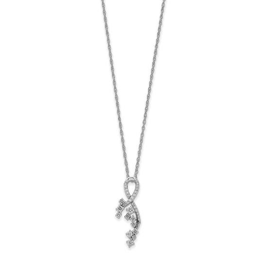 14k white gold fancy florina real diamond chain slide necklace pm6790 033 wa