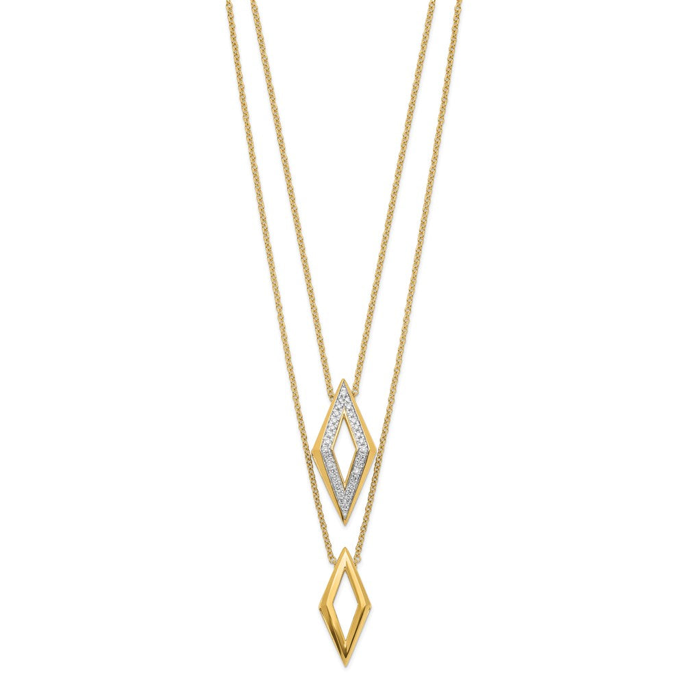 14k yellow gold polished fancy double strand real diamond 16in necklace pm6825 019 ya