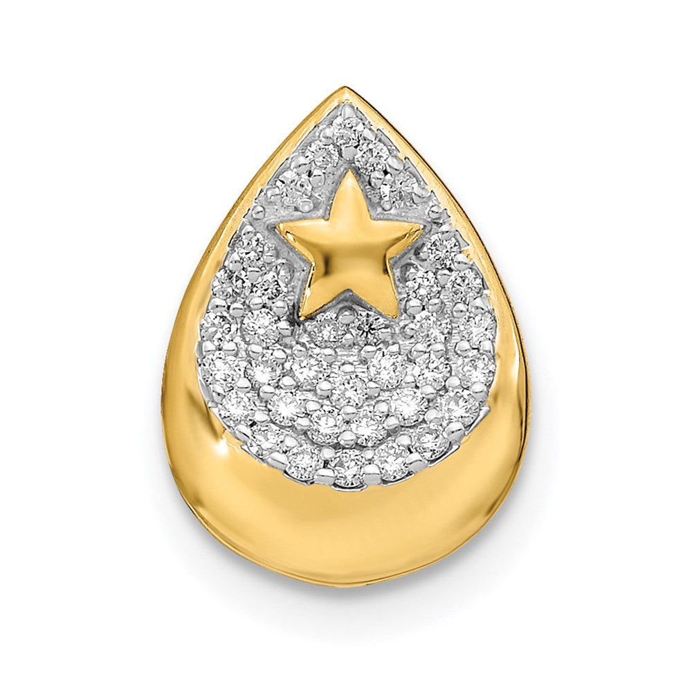 14k yellow gold polished teardrop w star real diamond chain slide pm6845 016 ya