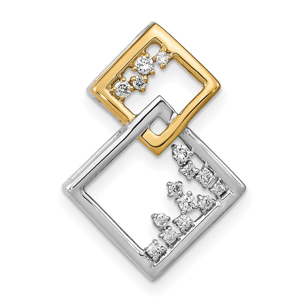 14k two tone gold polished double square real diamond chain slide pm6861 012 wya