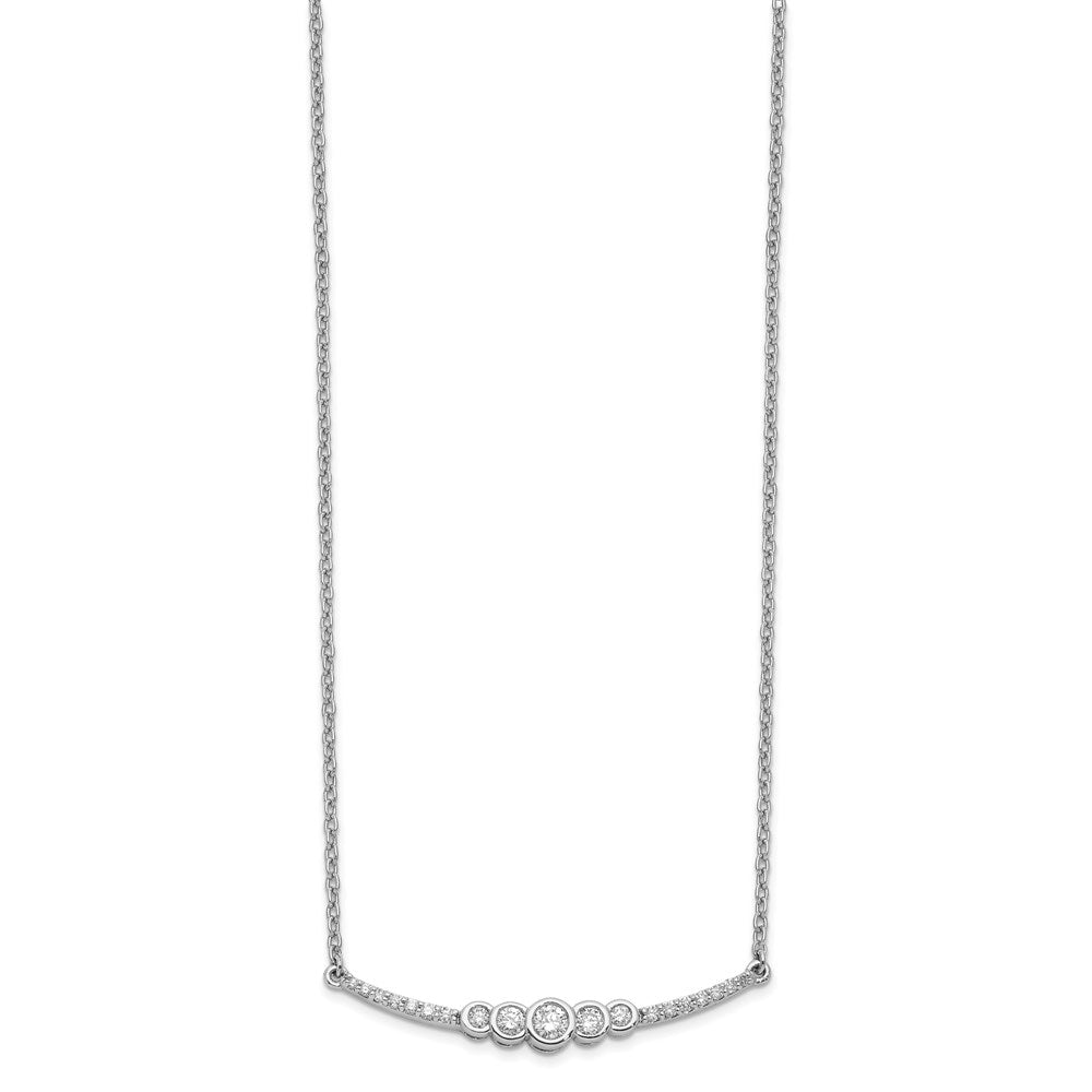 14k white gold polished real diamond bezel set bar 18in necklace pm6873 020 wa