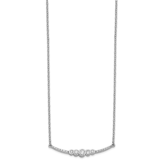 14k white gold polished real diamond bezel set bar 18in necklace pm6873 020 wa