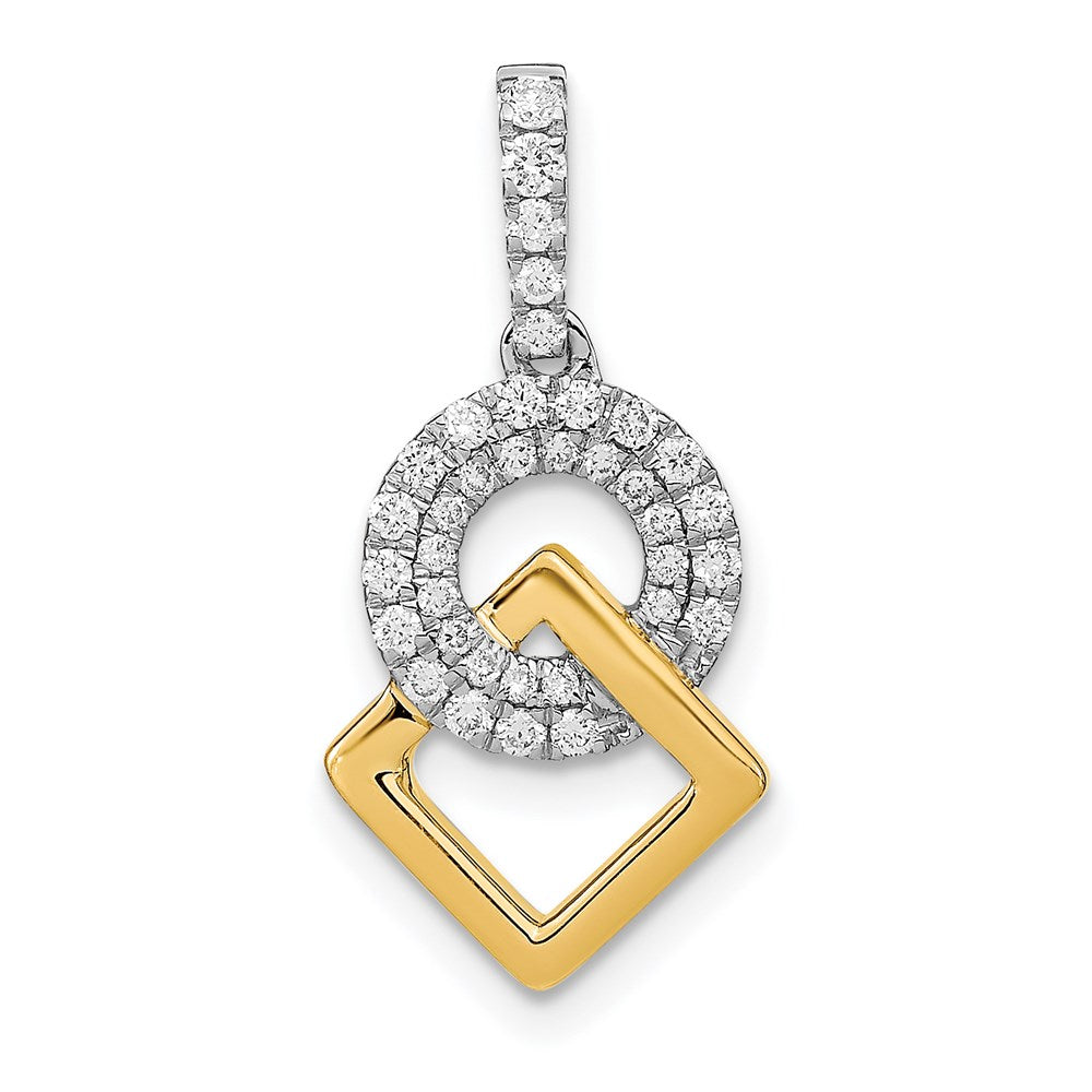 14k two tone gold polished real diamond circle and square chain slide pm6878 025 wya