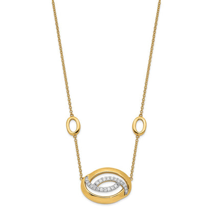 14k yellow gold polished real diamond oval 18in necklace pm6891 025 ya