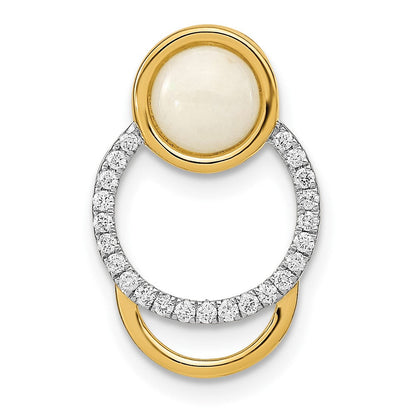 14k yellow gold polished real diamond opal circle chain slide pm6908 op 012 ya