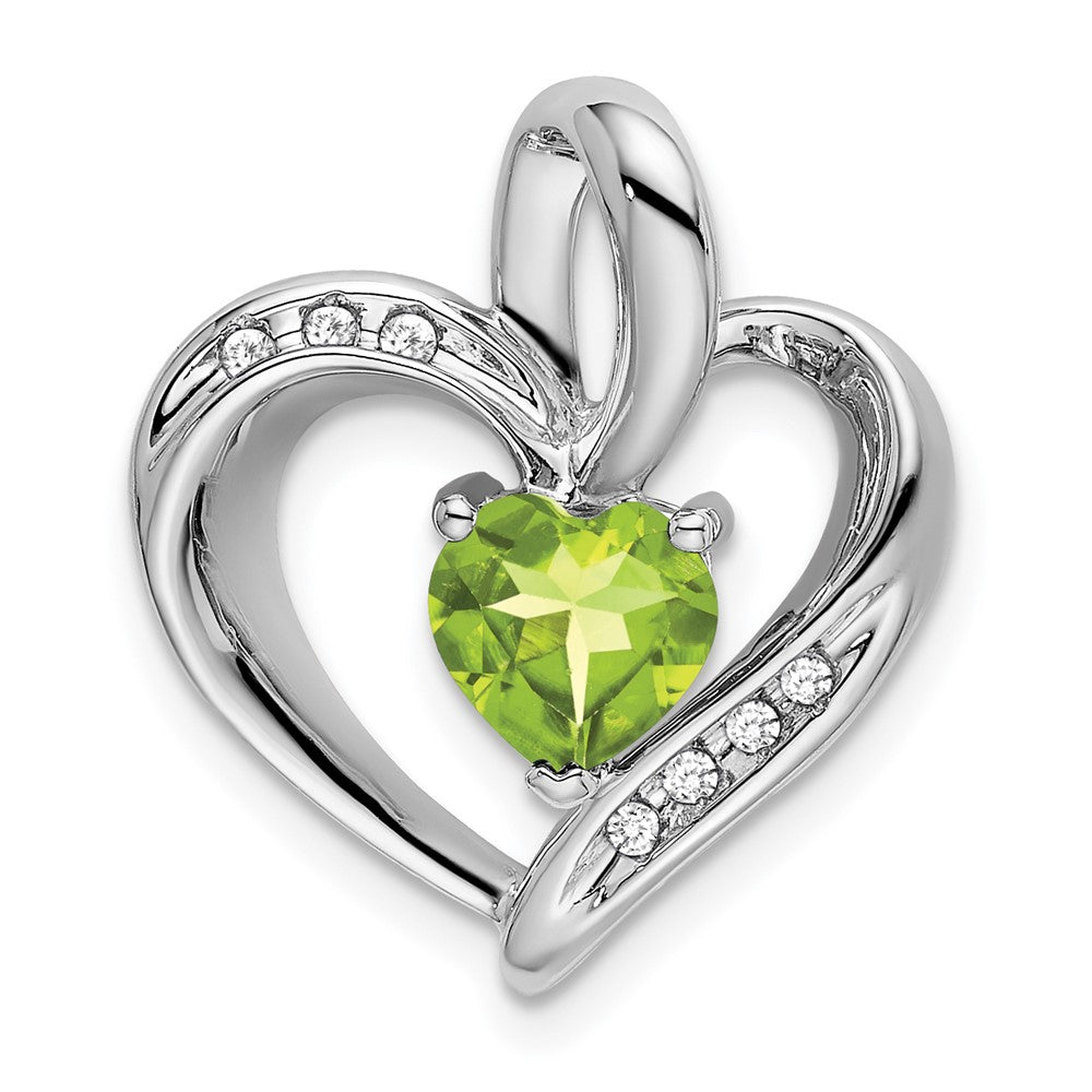 14k white gold peridot and real diamond heart pendant pm7004 pe 005 wa