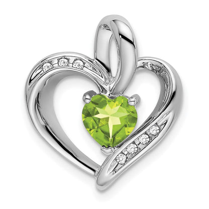14k white gold peridot and real diamond heart pendant pm7004 pe 005 wa
