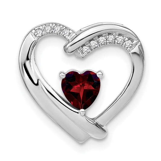 sterling silver garnet and real diamond pendant pm7018 ga 005 ssa