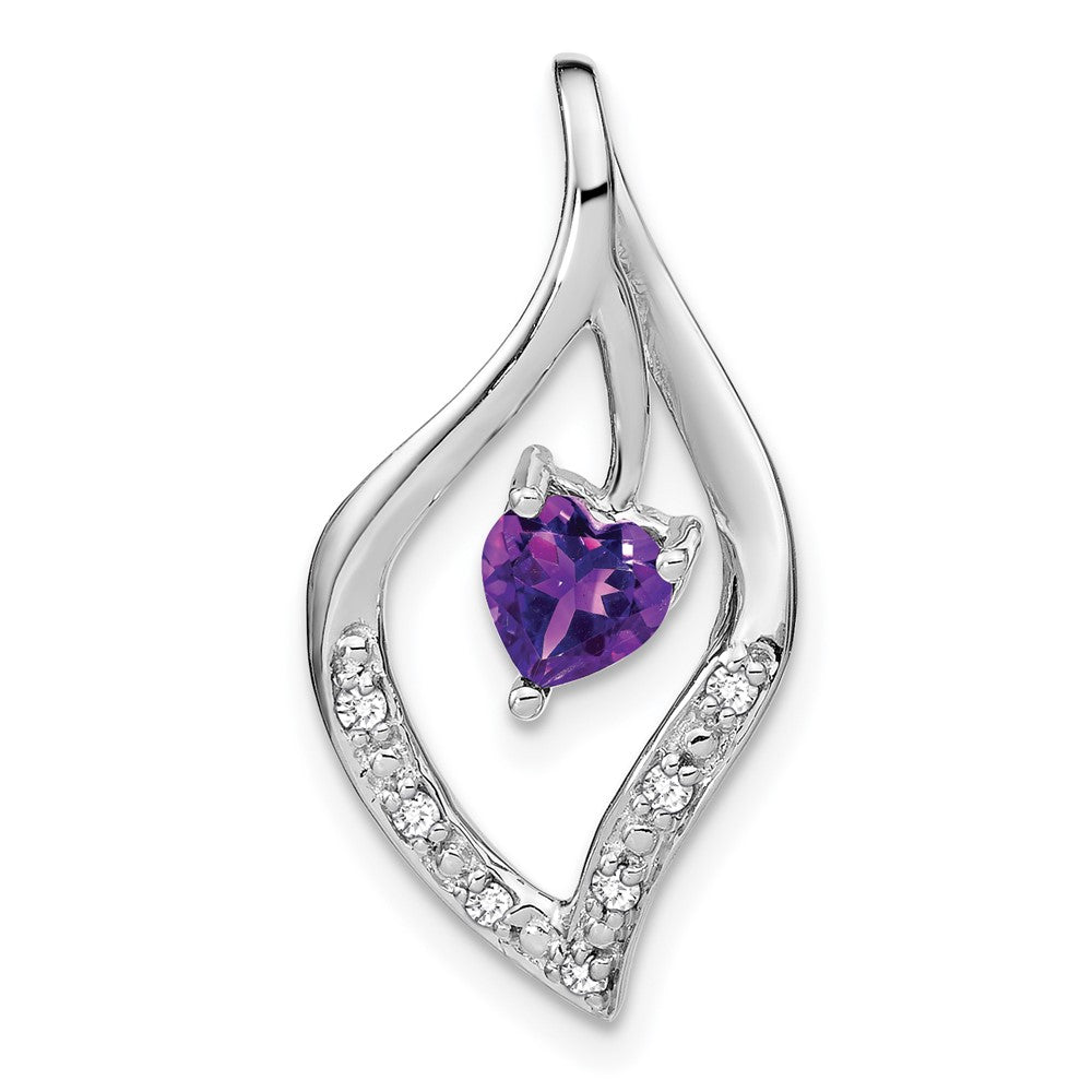 14k white gold amethyst and real diamond pendant pm7021 am 007 wa