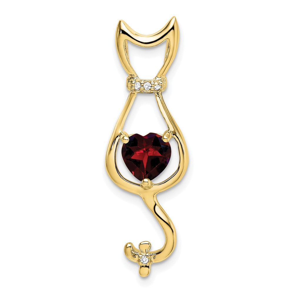 10k yellow gold garnet and real diamond cat pendant pm7030 ga 002 1ya