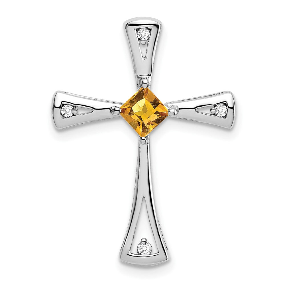 10k white gold citrine and real diamond cross pendant pm7031 ci 005 1wa