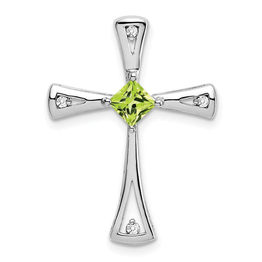 10k white gold peridot and real diamond cross pendant pm7031 pe 005 1wa