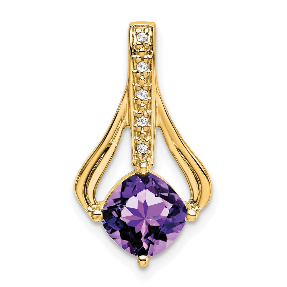 14k yellow gold amethyst and real diamond pendant pm7032 am 002 ya