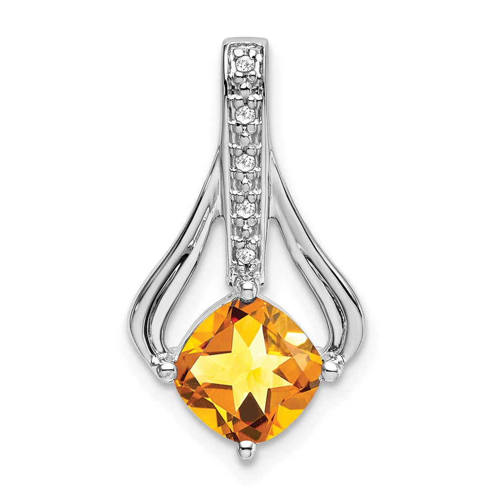 14k white gold citrine and real diamond pendant pm7032 ci 002 wa