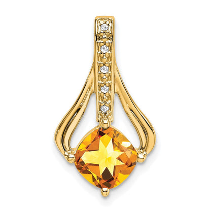 14k yellow gold citrine and real diamond pendant pm7032 ci 002 ya