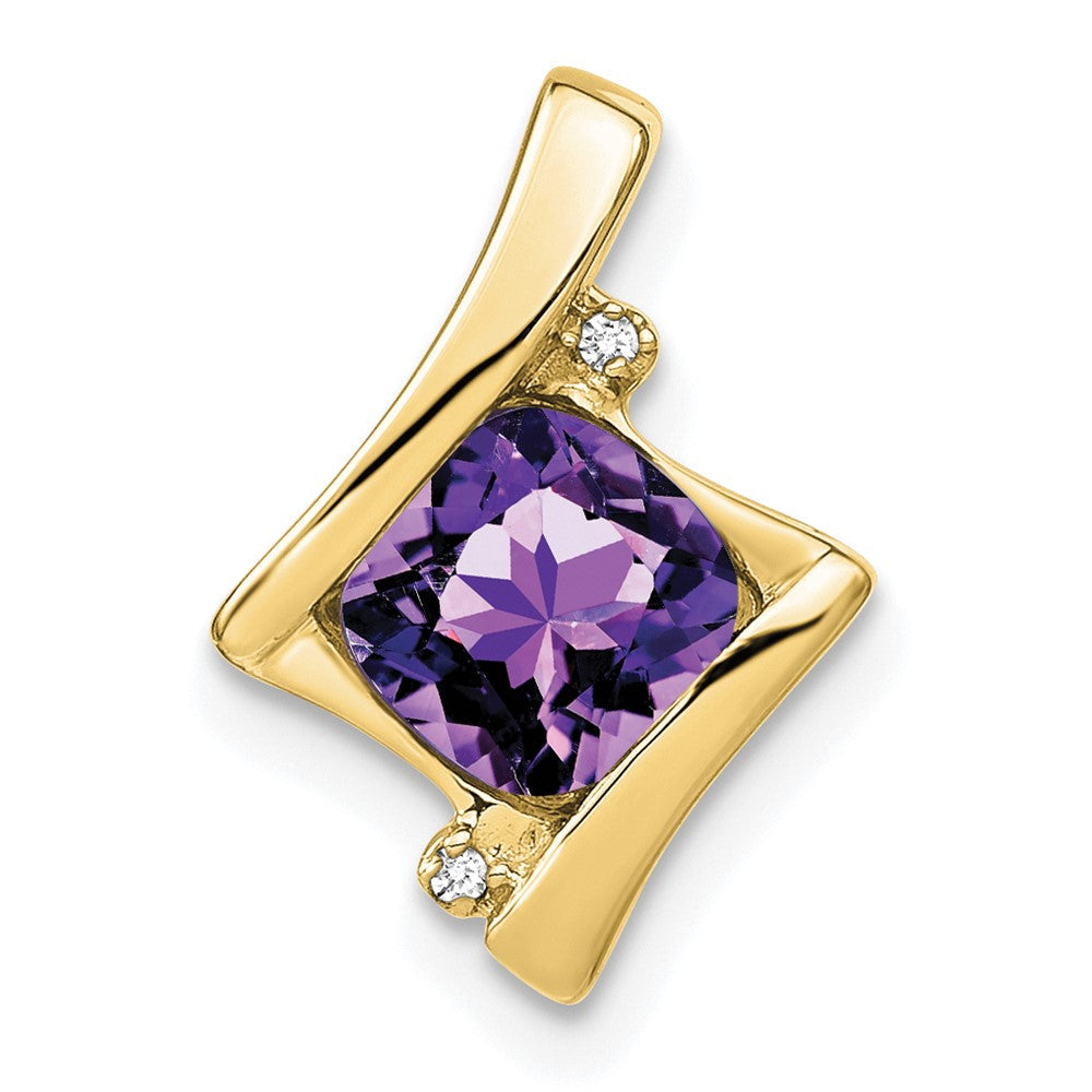 10k yellow gold amethyst and real diamond pendant pm7033 am 001 1ya