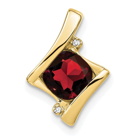 10k yellow gold garnet and real diamond pendant pm7033 ga 001 1ya