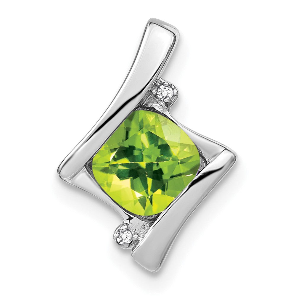 14k white gold peridot and real diamond pendant pm7033 pe 001 wa