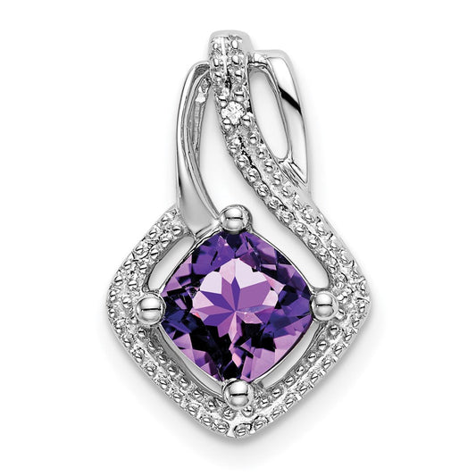 14k white gold amethyst and real diamond pendant pm7034 am 001 wa