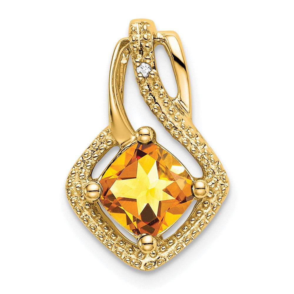 14k yellow gold citrine and real diamond pendant pm7034 ci 001 ya
