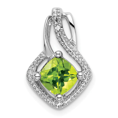 14k white gold peridot and real diamond pendant pm7034 pe 001 wa