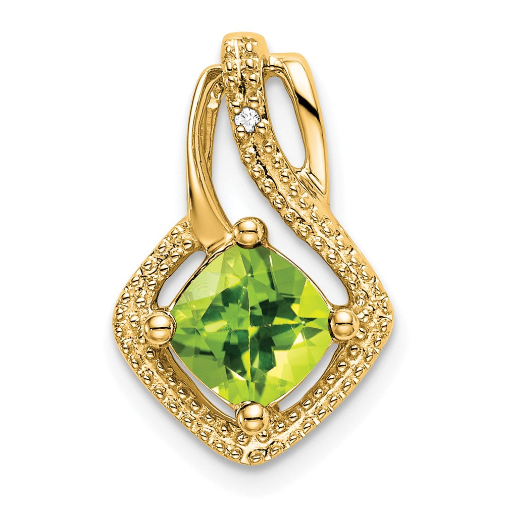 14k yellow gold peridot and real diamond pendant pm7034 pe 001 ya