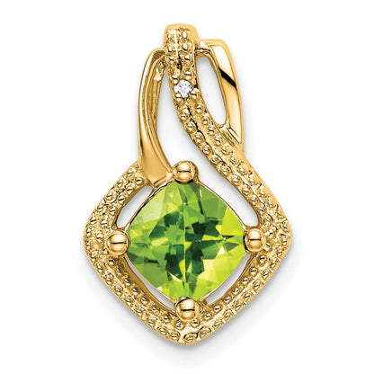 14k yellow gold peridot and real diamond pendant pm7034 pe 001 ya
